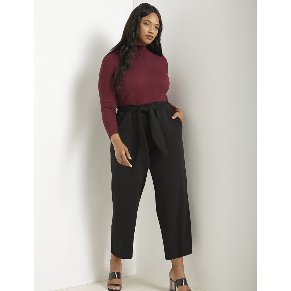 Eloquii Long Sleeve Turtleneck Top In Wine Burgundy Plus Size 26/28